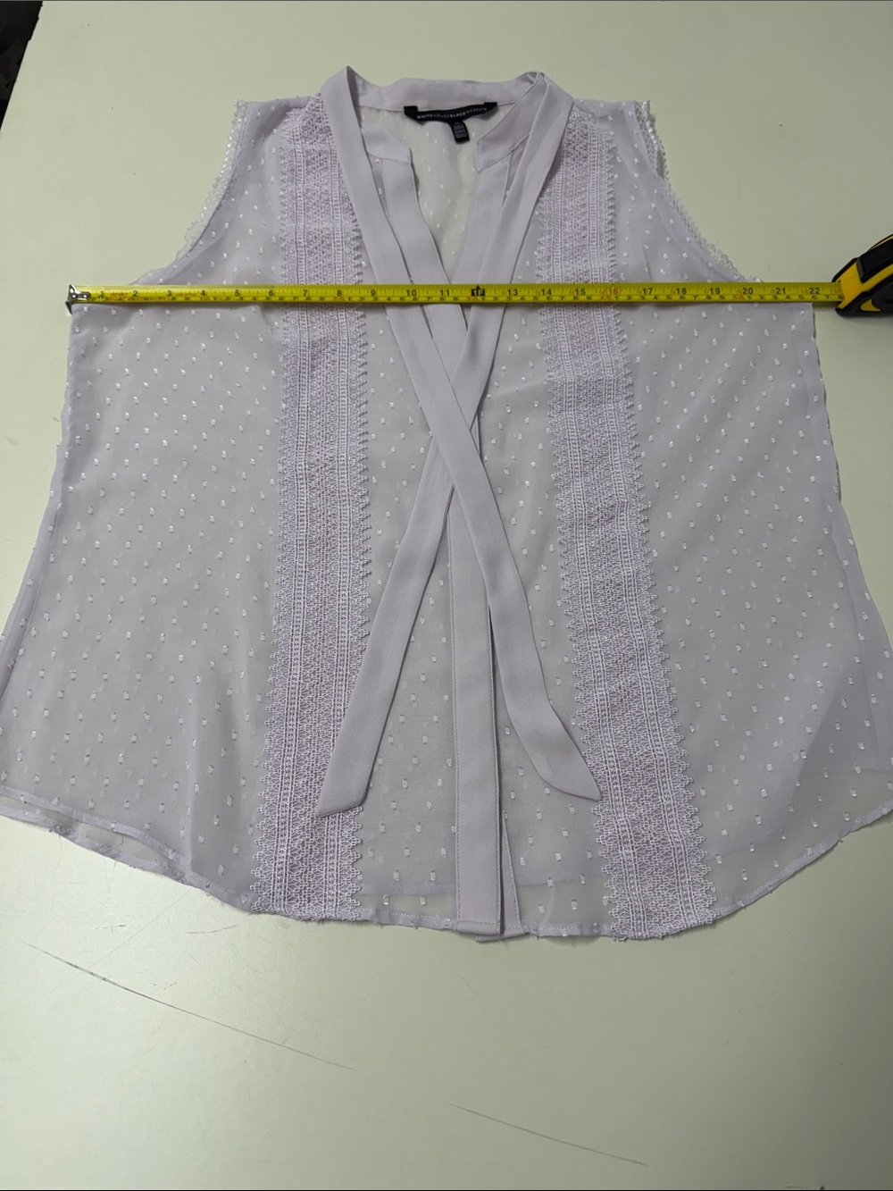 White House Black Market Sleeveless Tie-Neck Blouse With Camisole in Lilac - Picture 12 of 13